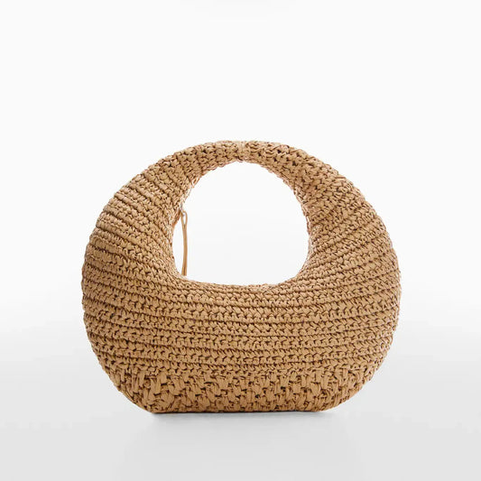 Stylish round straw tote bag