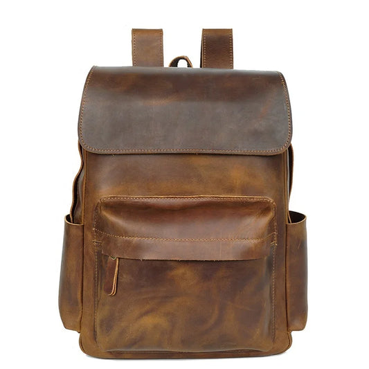 14 inch men's leather backpack